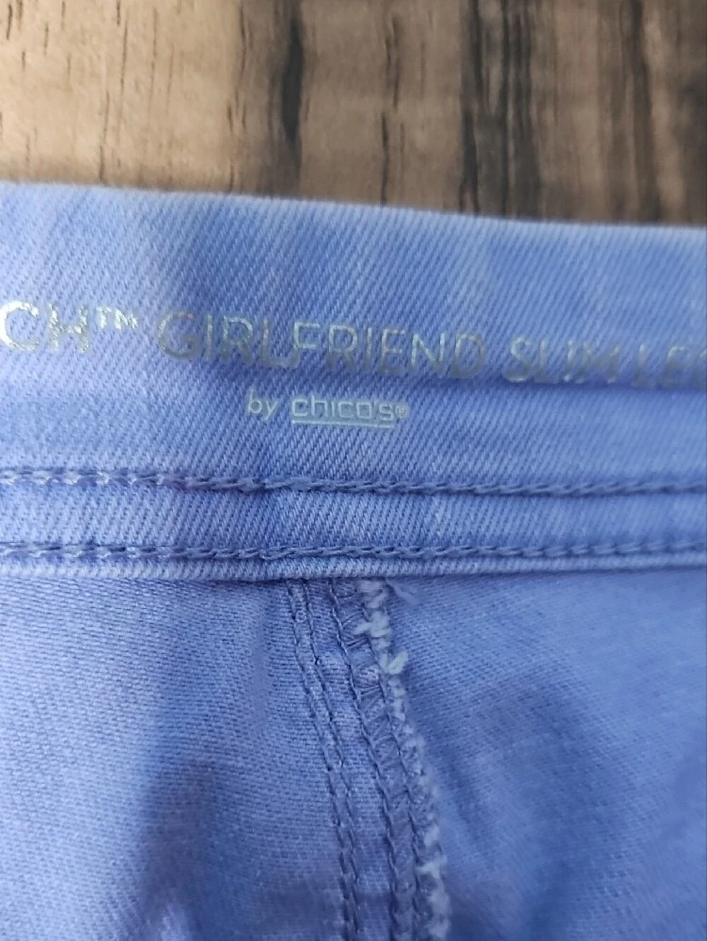 Chicos Womens Perfect Stretch Periwinkle Ankle Zip Jeans Size 0 Small 4